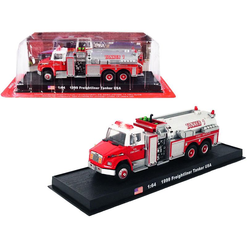 1999 Freightliner Tanker Fire Engine Red and White "Volunteer Fire Department" 1/64 Diecast Model by Amercom