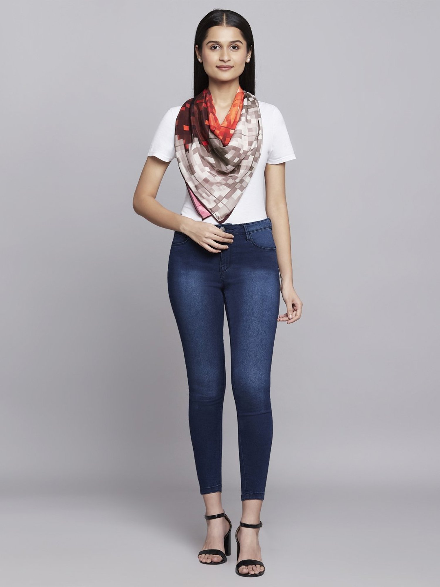 Navyasa by liva Red & Orange Printed Scarf