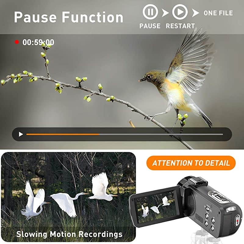 Camera Camcorder 27K Vlogging Camera for YouTube Ultra HD 24FPS 36 MP IR Night Vision 16X Digital Zoom 30 Touch Screen Camera with Microphone Handheld Stabilizer Lens Hood