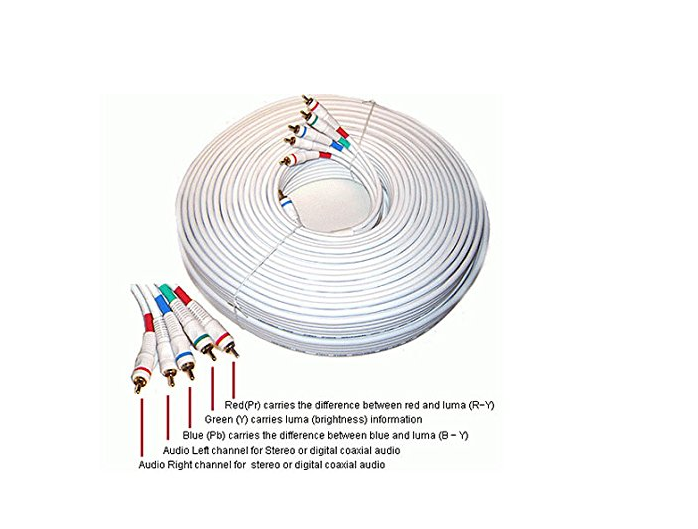 AYA 12Ft (12 Feet) 5-RCA Component Video/Audio Male to Male Cable