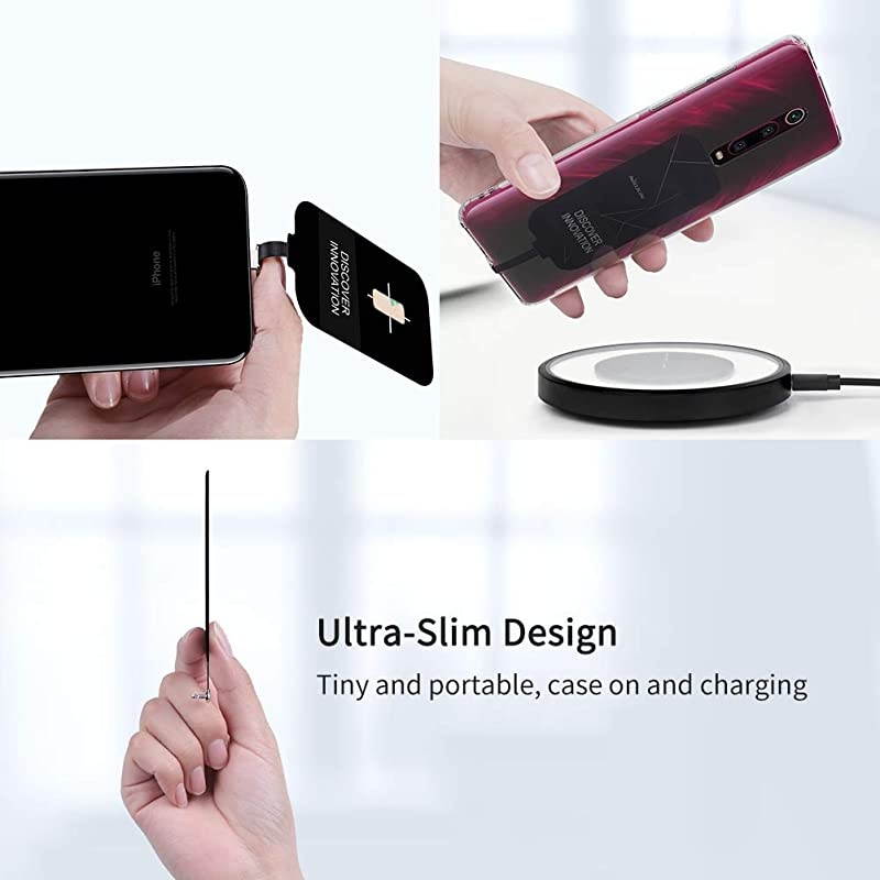 Qi Receiver USB C, Thin Wireless Charging Receiver, Type C Wireless Charger Receiver for Galaxy Note 8 Pro/A50/A70/A10s/Xiaomi Note 8/Huawei P30 and Other Type-C Android Phones(Long Version)