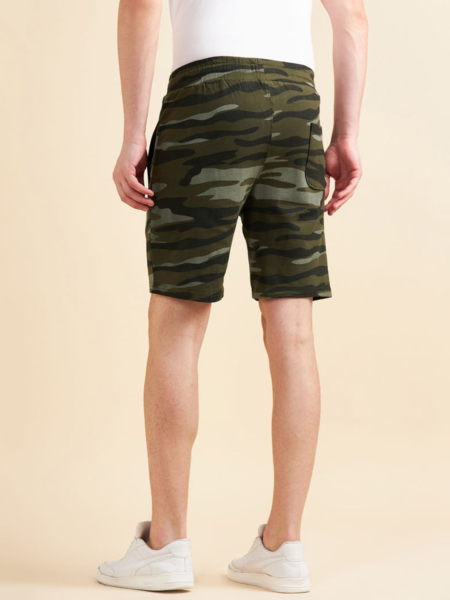 Sweet Dreams Smoke Olive Cotton Regular Fit Camouflage Shorts
