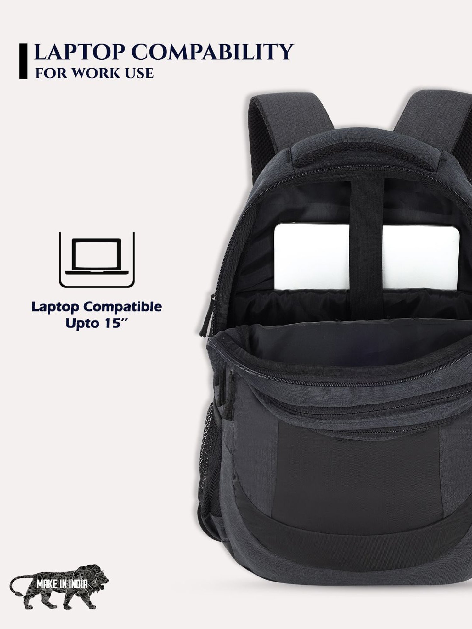 Lavie Sport Pinnacle 34L Laptop Backpack For Men & Women | College Bag For Boys & Girls (Black)