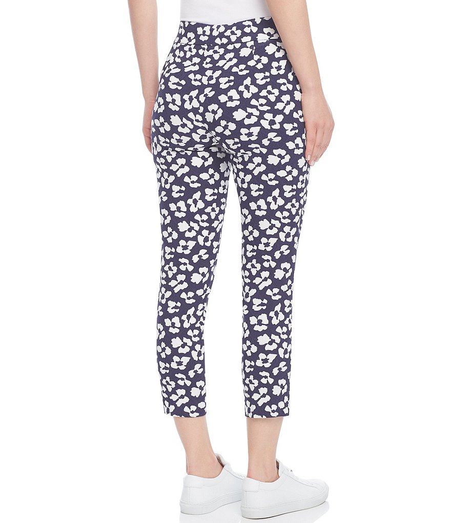 Jones New York Floral Print Jacquard Pull-On Crop Pants
