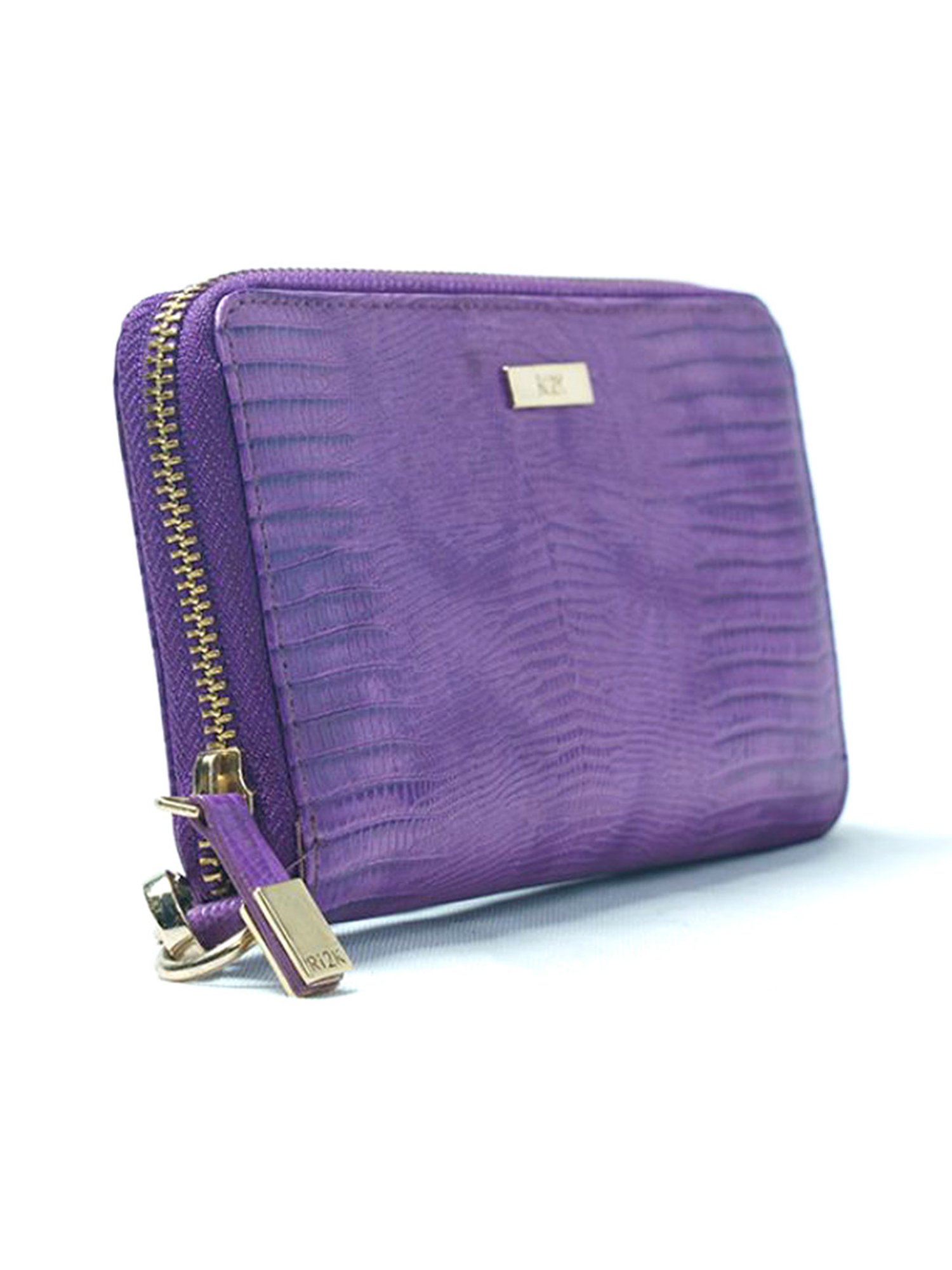 RI2K London Purple Leather Textured Zip around Wallet