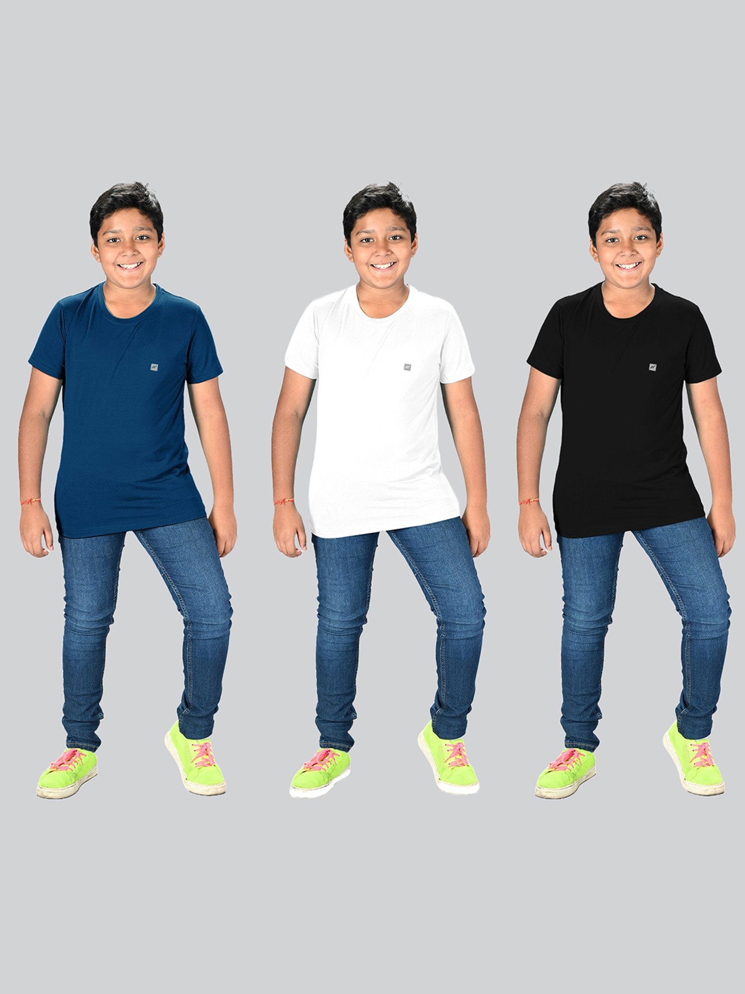 Lux Nitro Boys Black Solid T-Shirt (Pack Of 3)