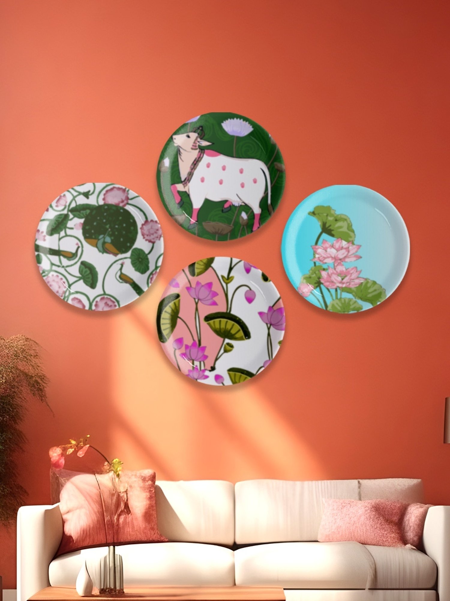 Nestroots Pichwai Print Multicolor Porcelain Wall Plate
