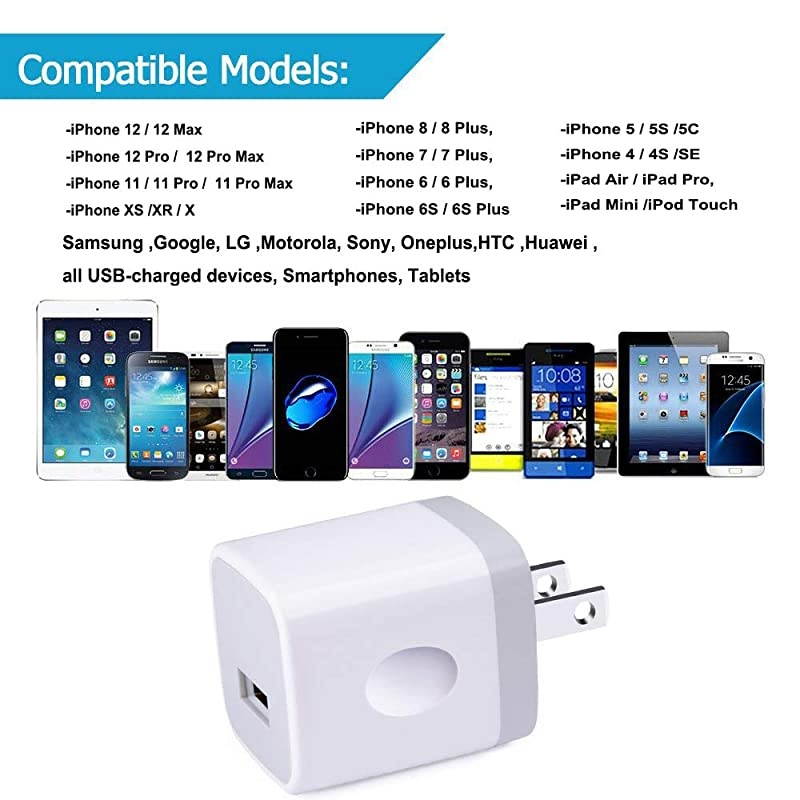 USB Plug Cube Wall Charger Single Port Power Block Charging Box Fast Charger Android Head One USB Brick Base Phone Adapter Compatible iPhone 11 Pro X 8 6 6s 5s SE 5C Plus iPad Samsung LG Moto