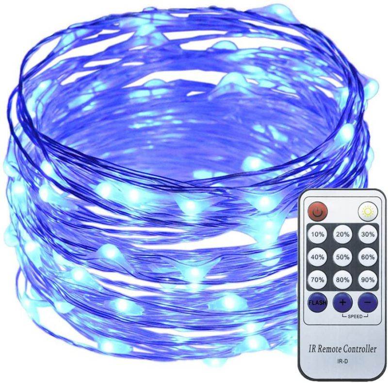 ER CHEN 33ft Led String Lights,100 Led Fairy Starry Lights on 10M Silver Coating Copper Wire String Lights for Christmas (Blue)