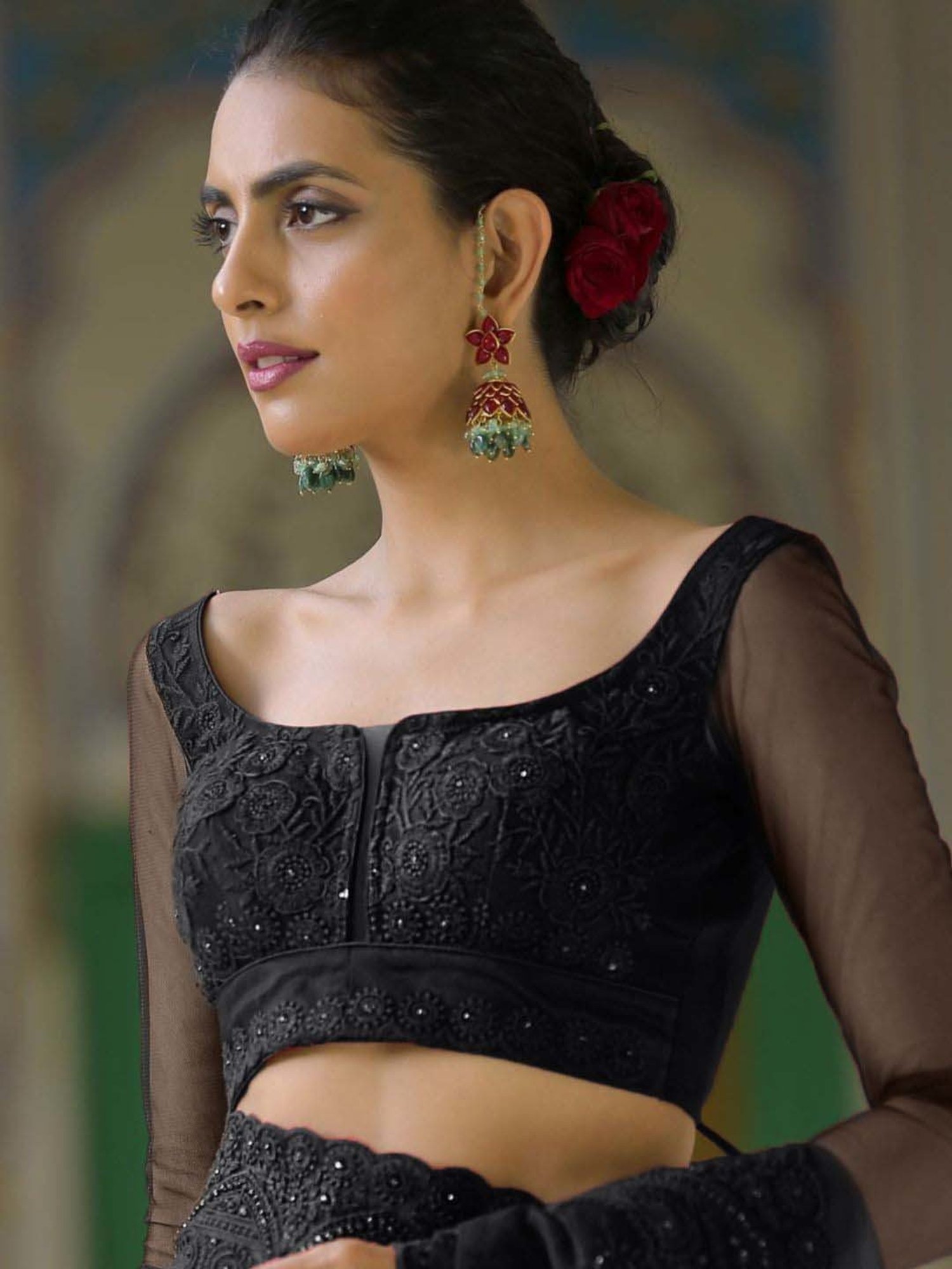 Swtantra Black Embroidered Readymade Blouse