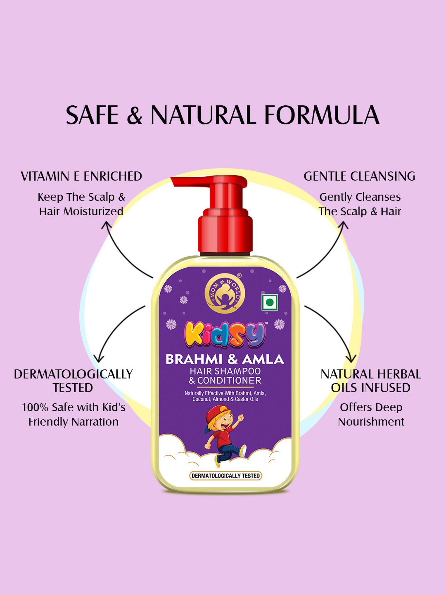 Mom & World Kidsy Brahmi, Amla Hair Shampoo & Conditioner - 240 ml