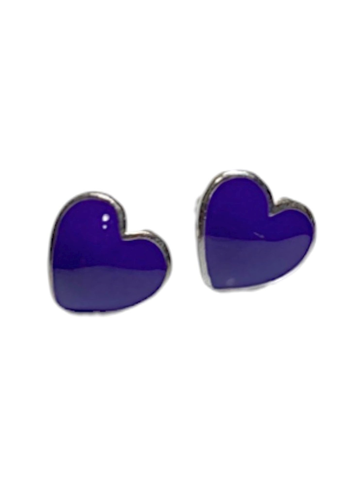 Rihi by P.C. Chandra Jewellers 92.5 Sterling Silver Purple Heart Stud Earrings for Women & Girls