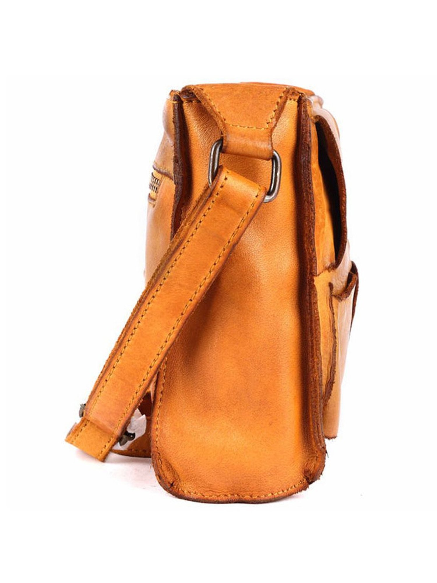 KOMPANERO Rochelle Mustard Leather Textured Sling Handbag