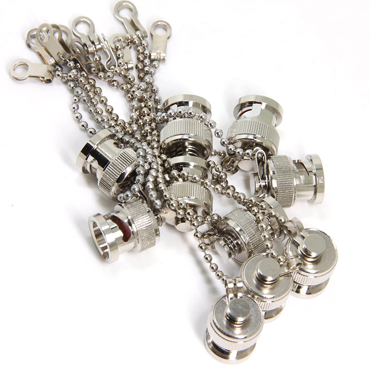 Ancable 10-Pack BNC Female Protective Water Dust Cap Cover with Chain for RF Coaxial Adapter