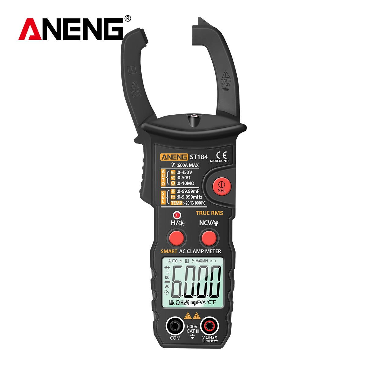 ANENG True RMS Digital Multimeter Clamp Meter DC/AC Voltage Detector AC Amp Meter with Ohm Capacitance NCV Continuity Diode Hertz Temperature Tester