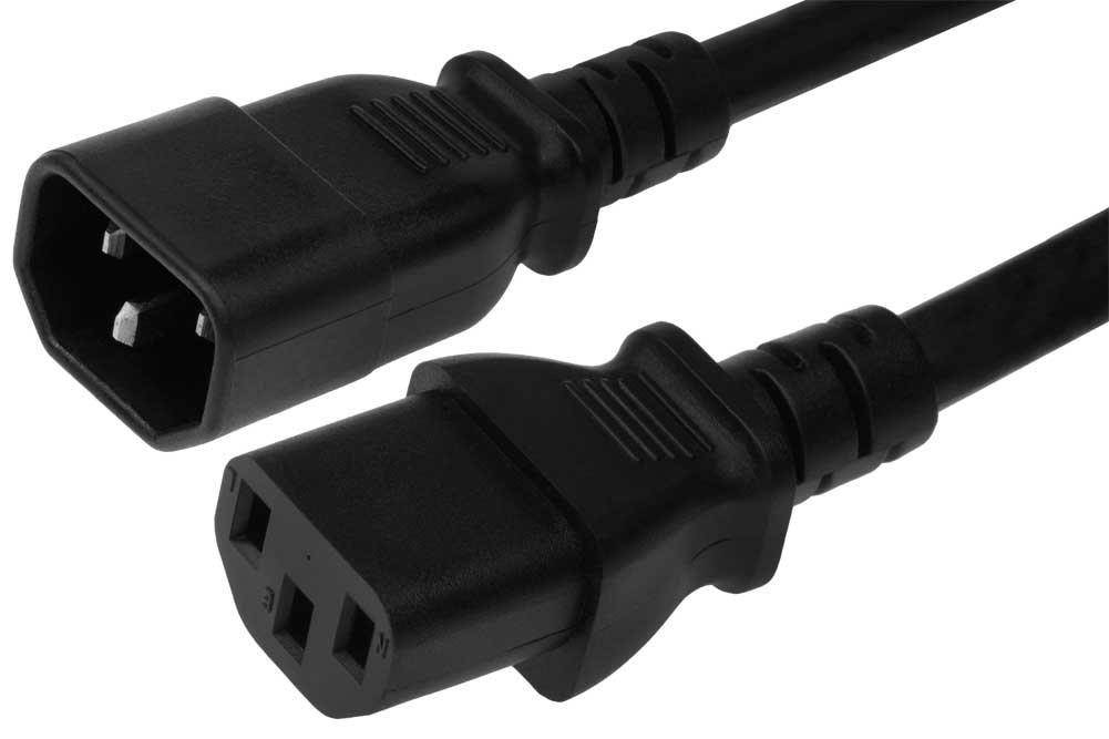 SF Cable, 3ft 14 AWG C13 to C14 Power Cord Extension (IEC320 C13 to IEC320 C14) SJT 15 Amp 250V