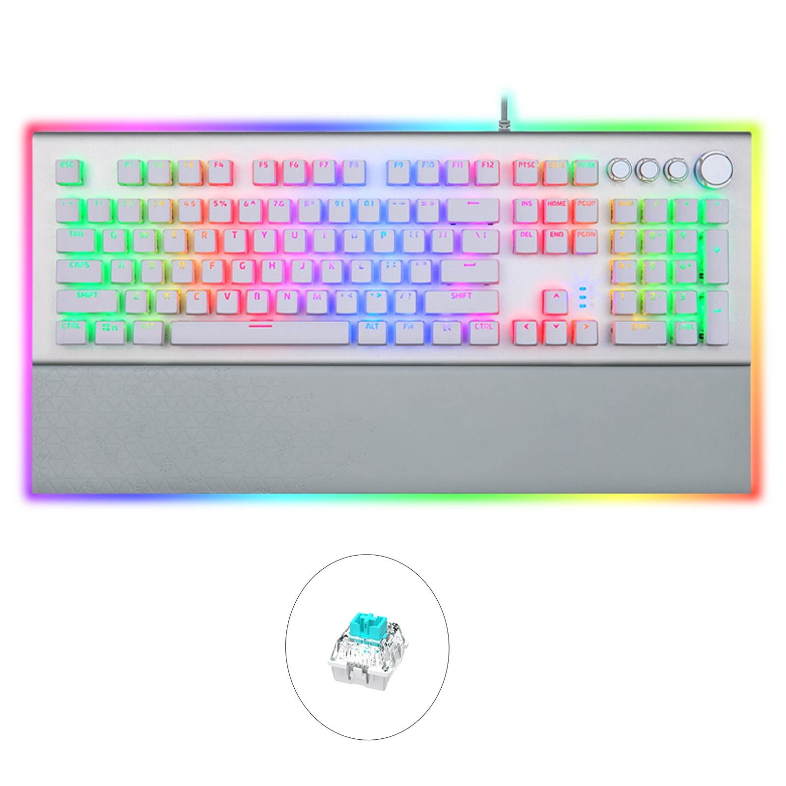 AULA L2098 108 Keys USB RGB Light Wired Mechanical Gaming Keyboard, Blue Shaft