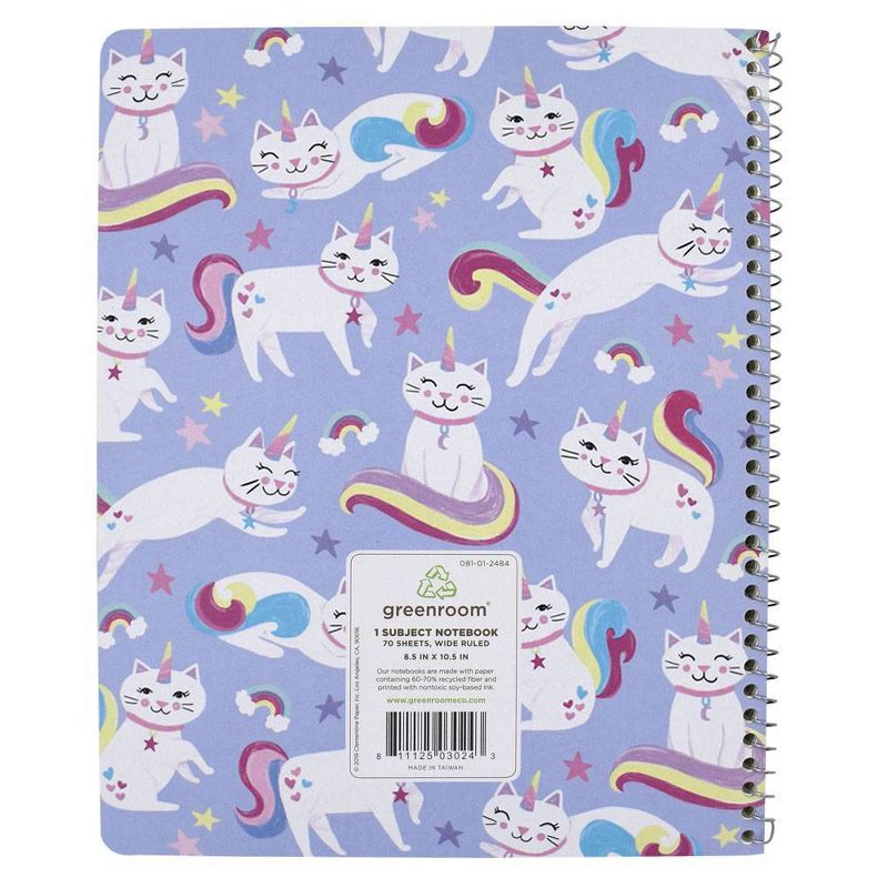 UniCats 1 Subject Wide Ruled Spiral Notebook Blue - Greenroom
