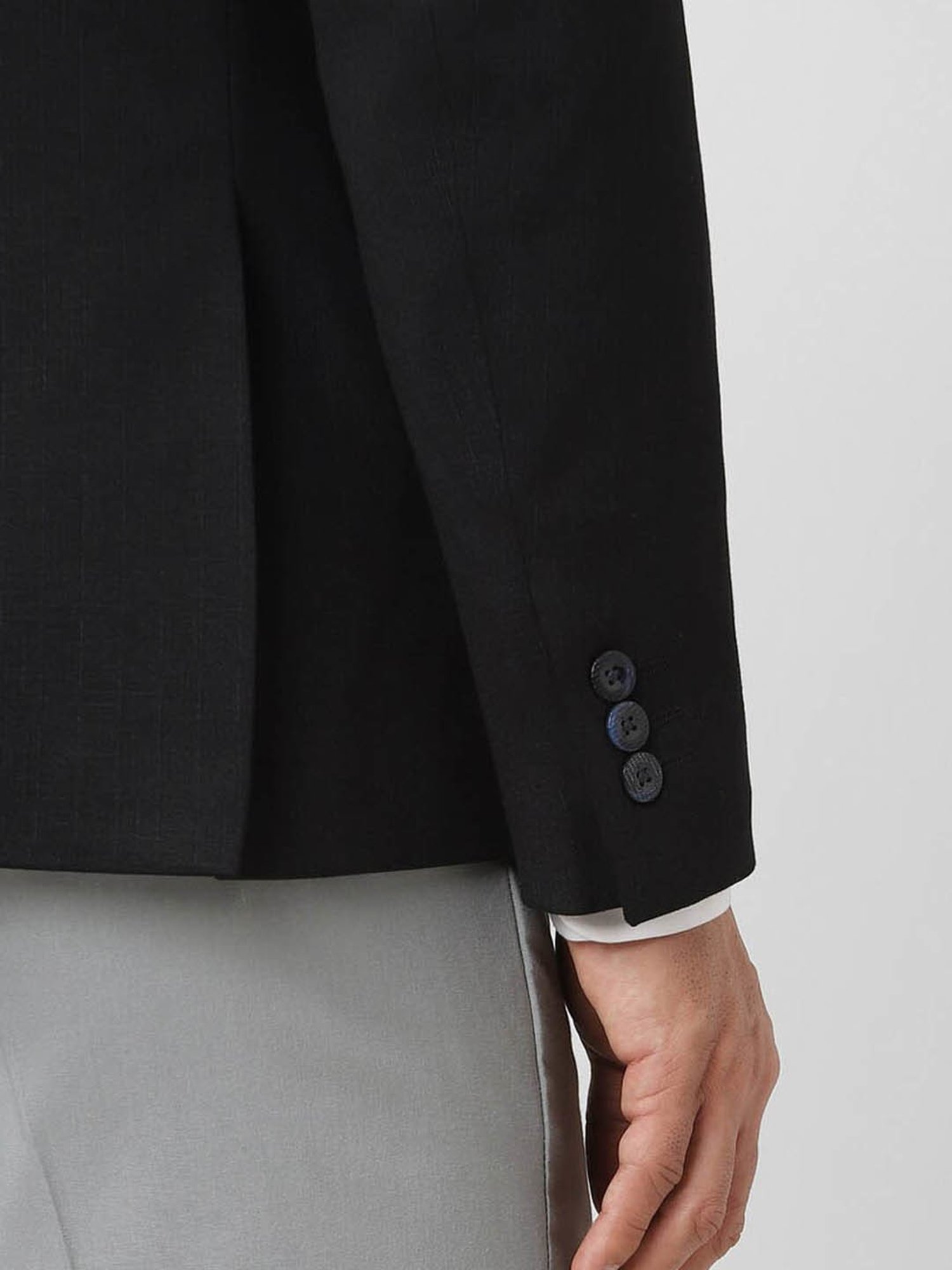 V Dot Black Skinny Fit Blazer