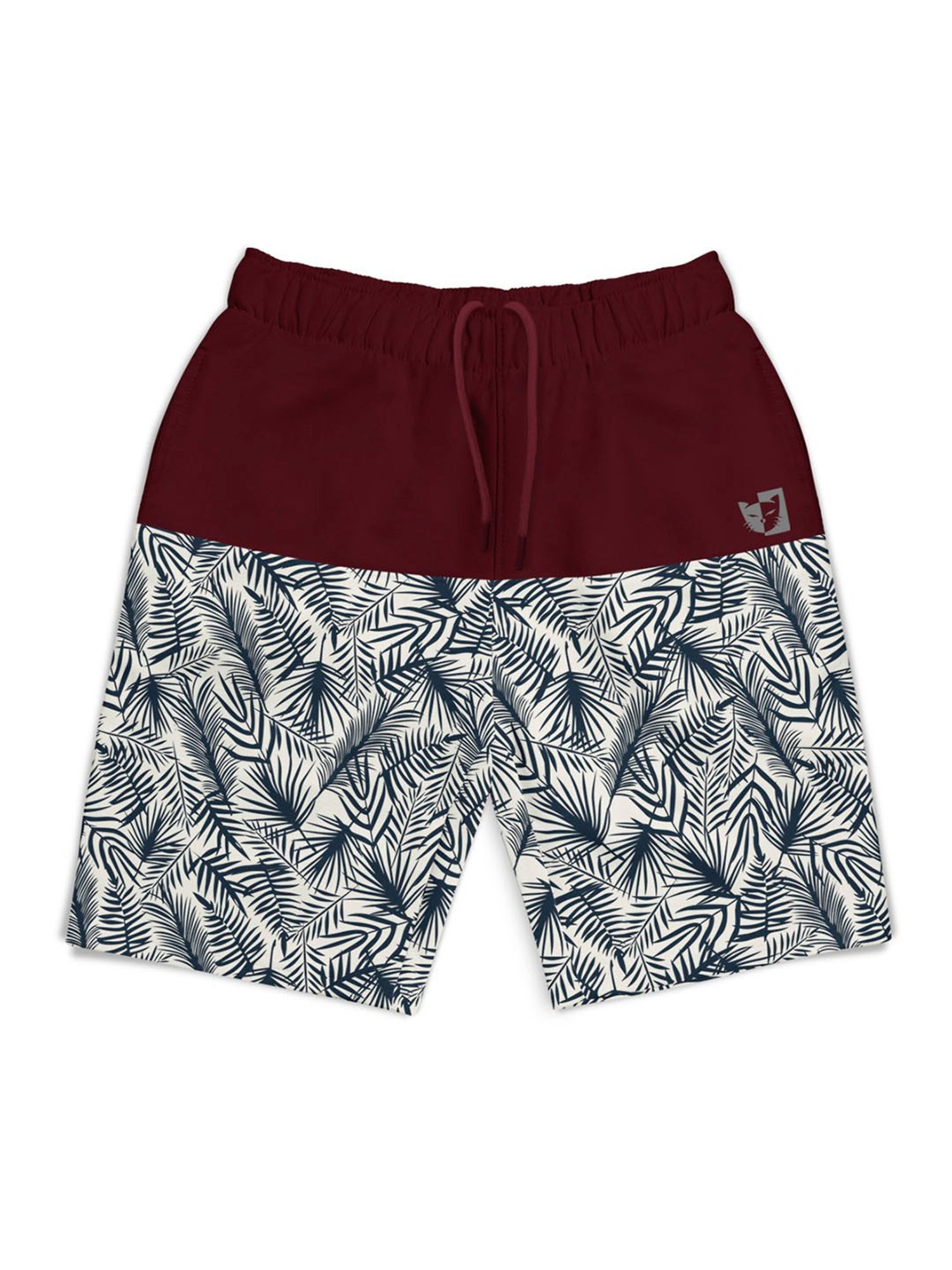 HELLCAT Kids Maroon Color Block Shorts