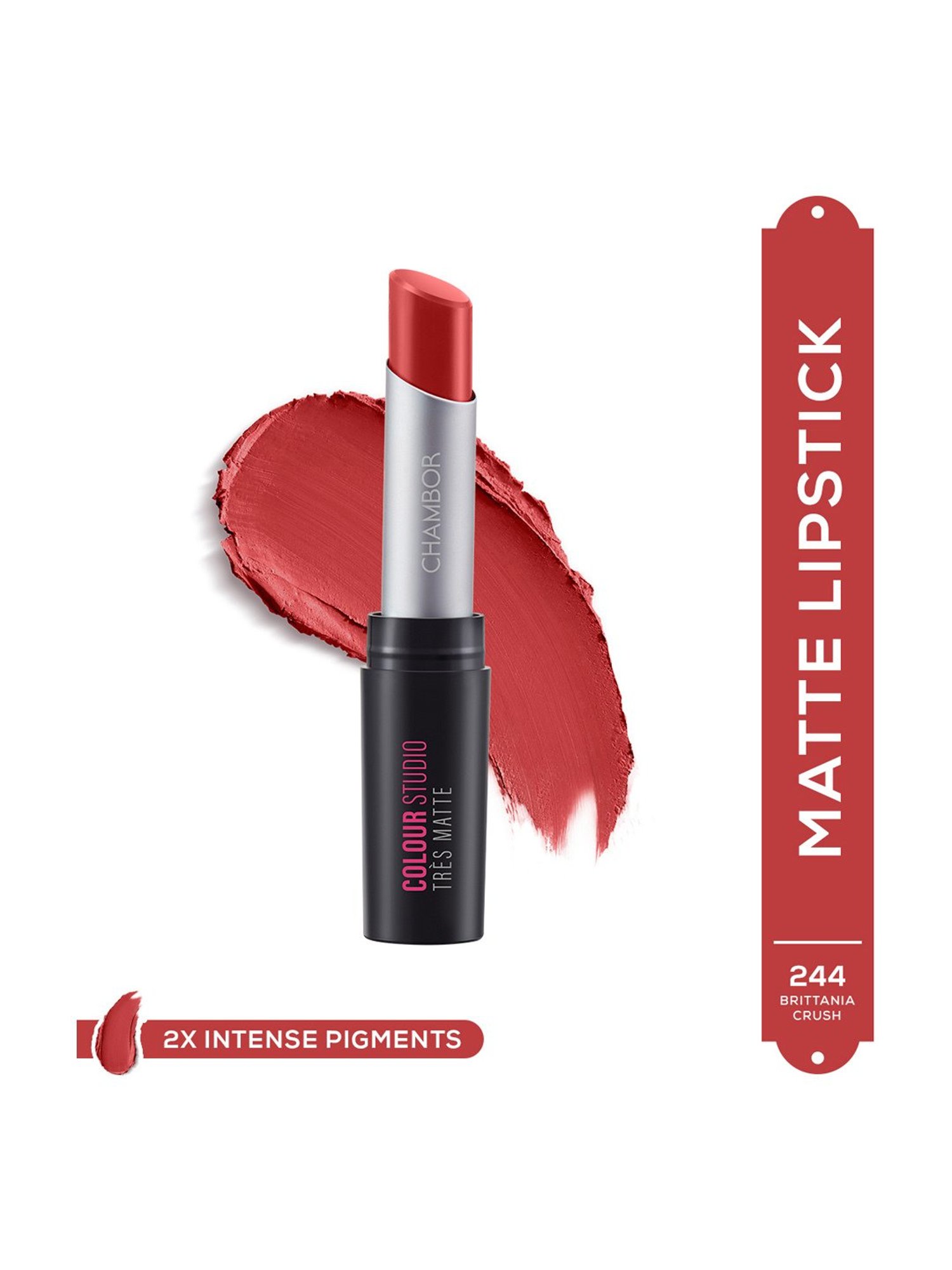 CHAMBOR Colour Studio Tres Matte Lipstick 244 Brittania Crush - 3.2 gm