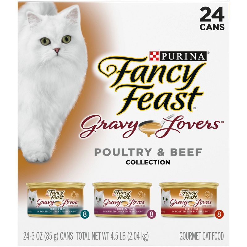 Purina Fancy Feast Gravy Lovers Poultry & Beef Collection Gourmet Wet Cat Food - 3oz/24ct Variety Pack