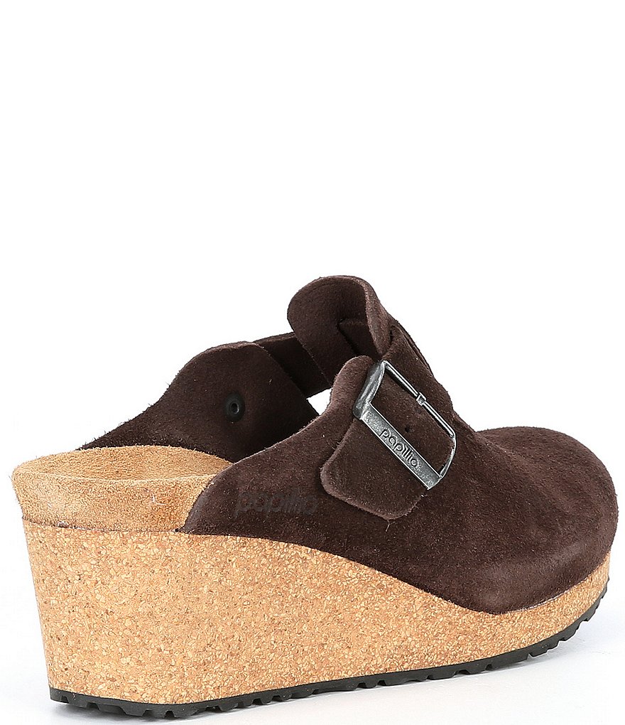 Birkenstock Women's Fanny Suede Cork Wedge Clogs