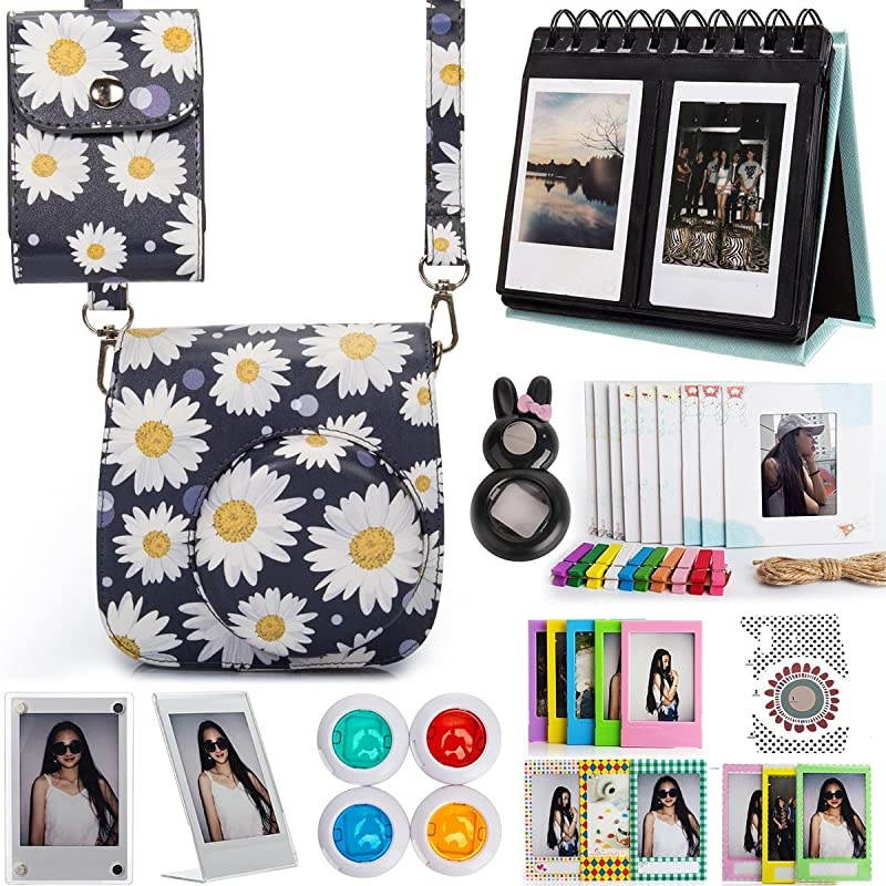 Daisy 12in1 Accessories Bundle for Fujifilm Instant Mini 8 8+ Mini 9 Camera casePhoto BagAlbumsFramesStickersFiltersSelfiLens