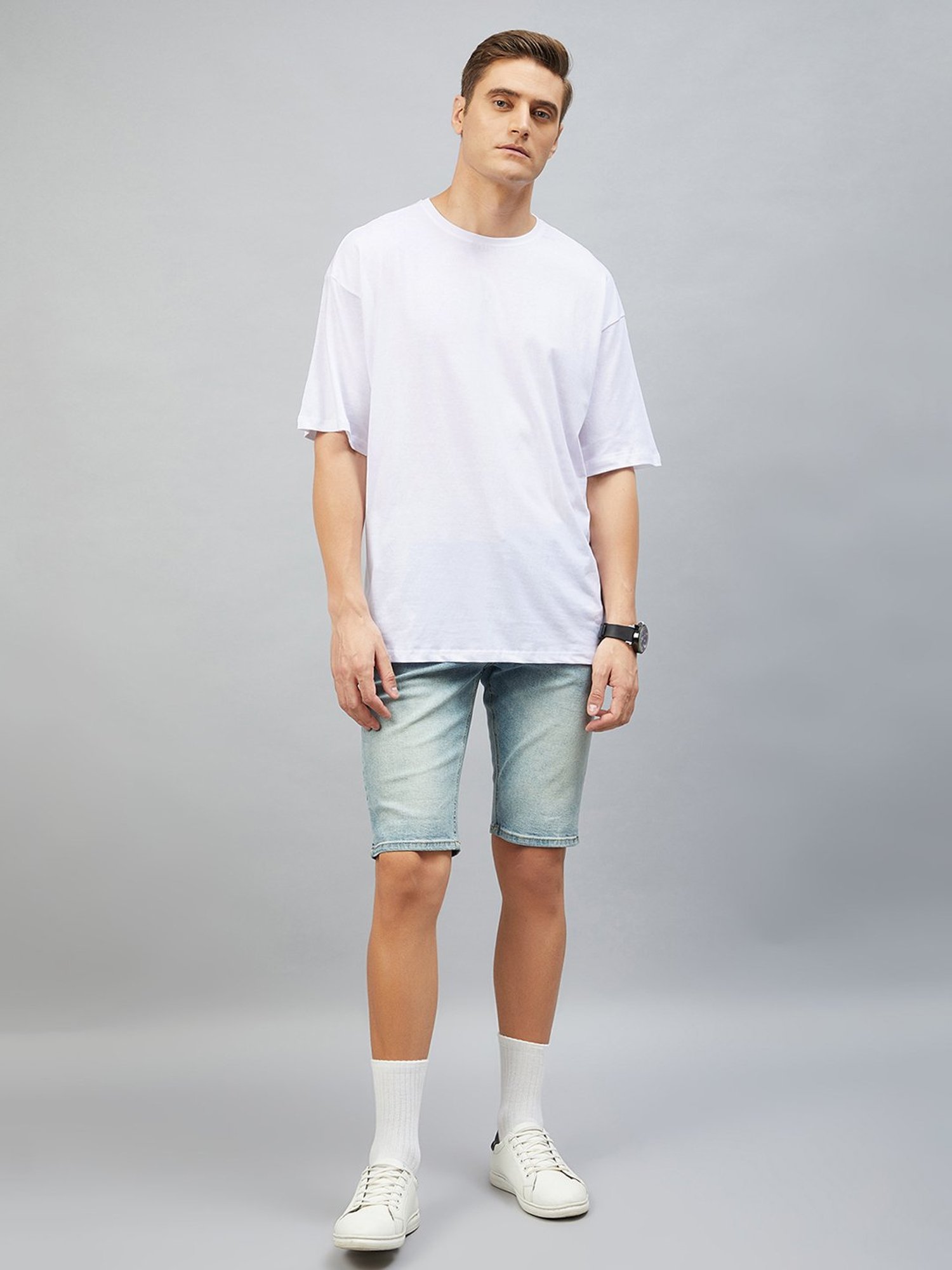CHIMPAAANZEE White Loose Fit Oversized Crew T-Shirt