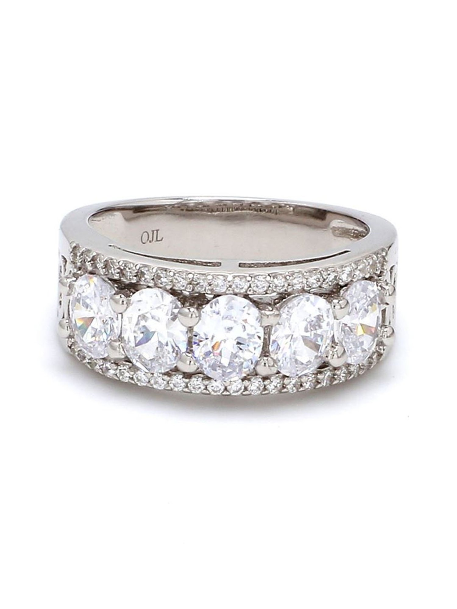 925 Silver 1 Carat American Diamond Classic Halo Engagement Ring for Women & Girls