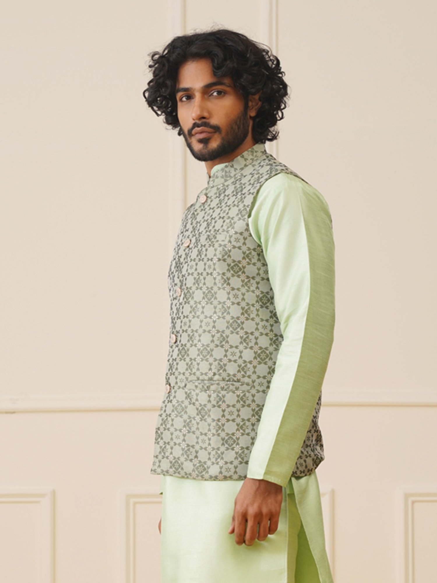 Jompers Pista Regular Fit Embroidered Nehru Jacket