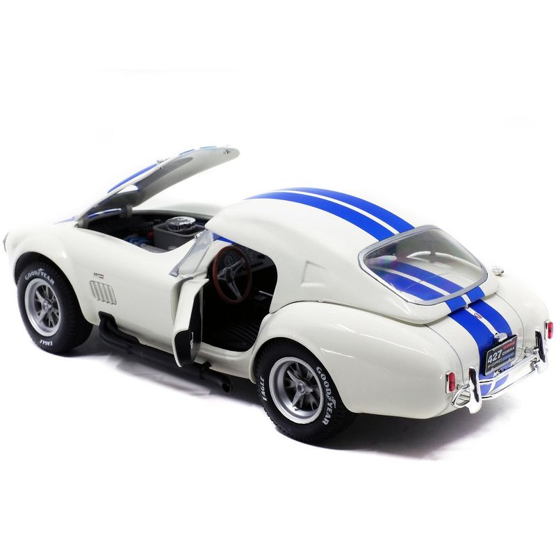 Shelby Cobra 427 S/C Convertible Wimbledon White with Blue Stripes 1/18 Diecast Model Car by Solido