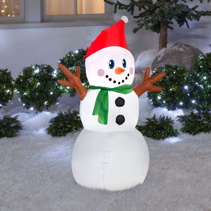 Gemmy Christmas Airblown Inflatable Outdoor Snowman, 4 ft Tall, Multicolored