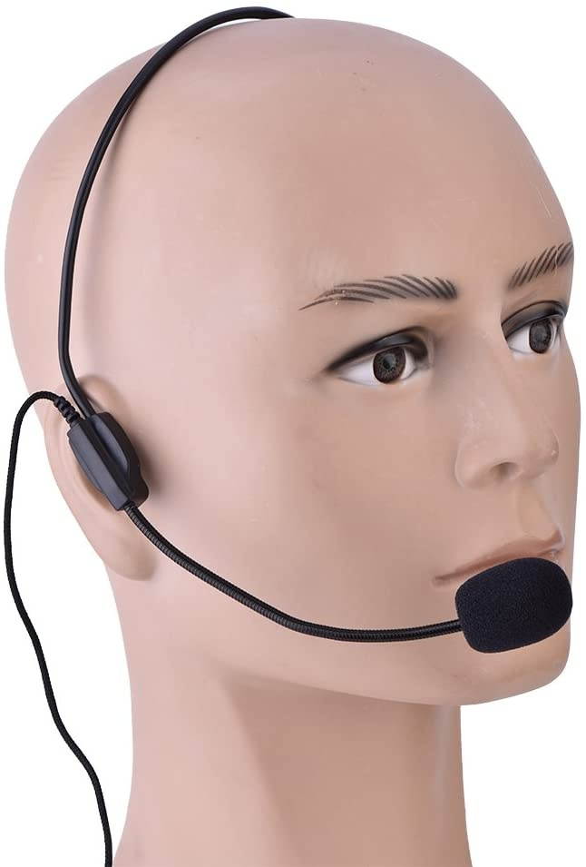 Mini 3.5mm Head-Mounted Wired Microphone Condenser MIC for Voice Amplifier Speaker Compatible with iPhone, IPad, Android & Windows Smartphones and Tablet