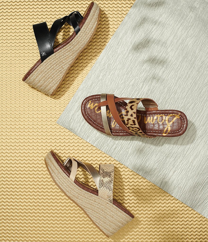 Sam Edelman Raleigh Leather Strappy Jute Wrapped Wedge Sandals