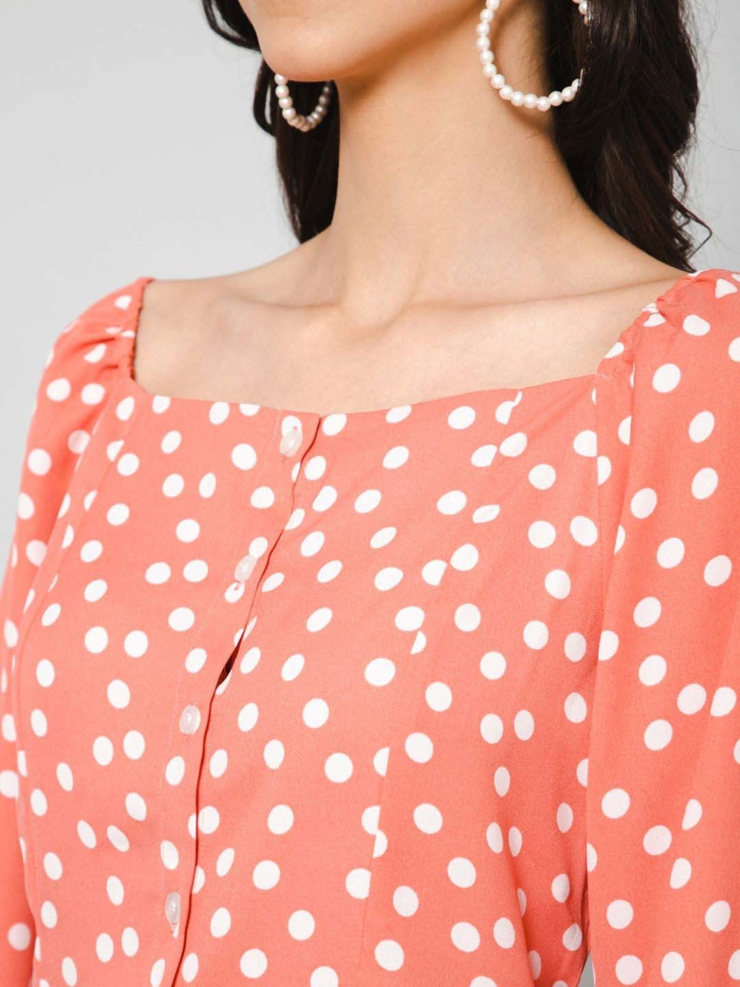 PURYS Peach Printed Top