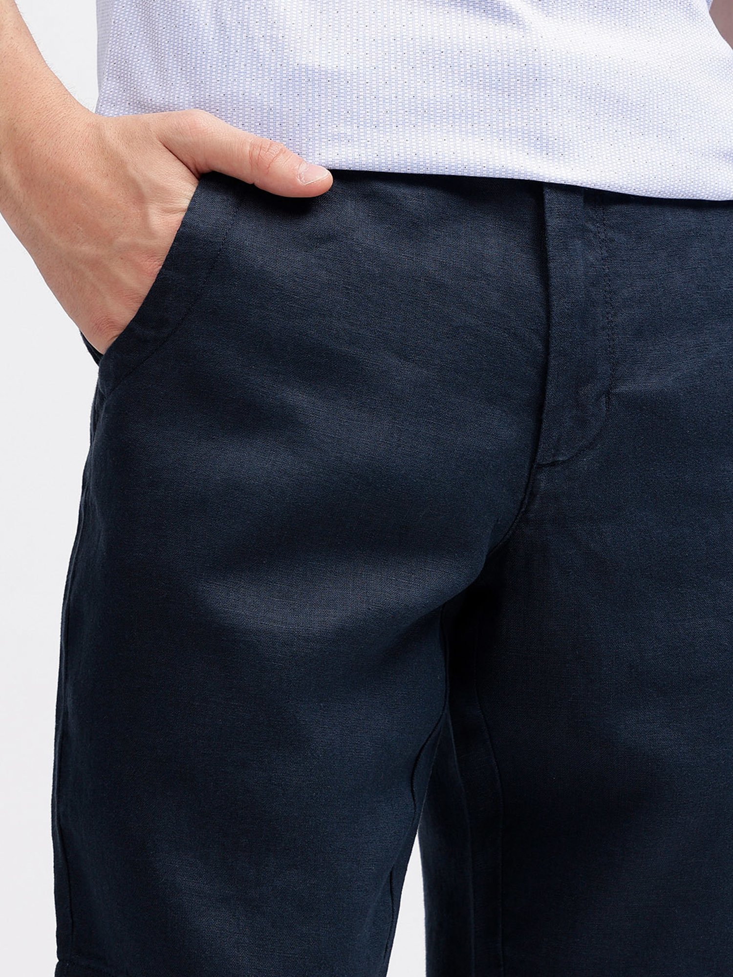 Bruun & Stengade Navy Regular Fit Linen Shorts