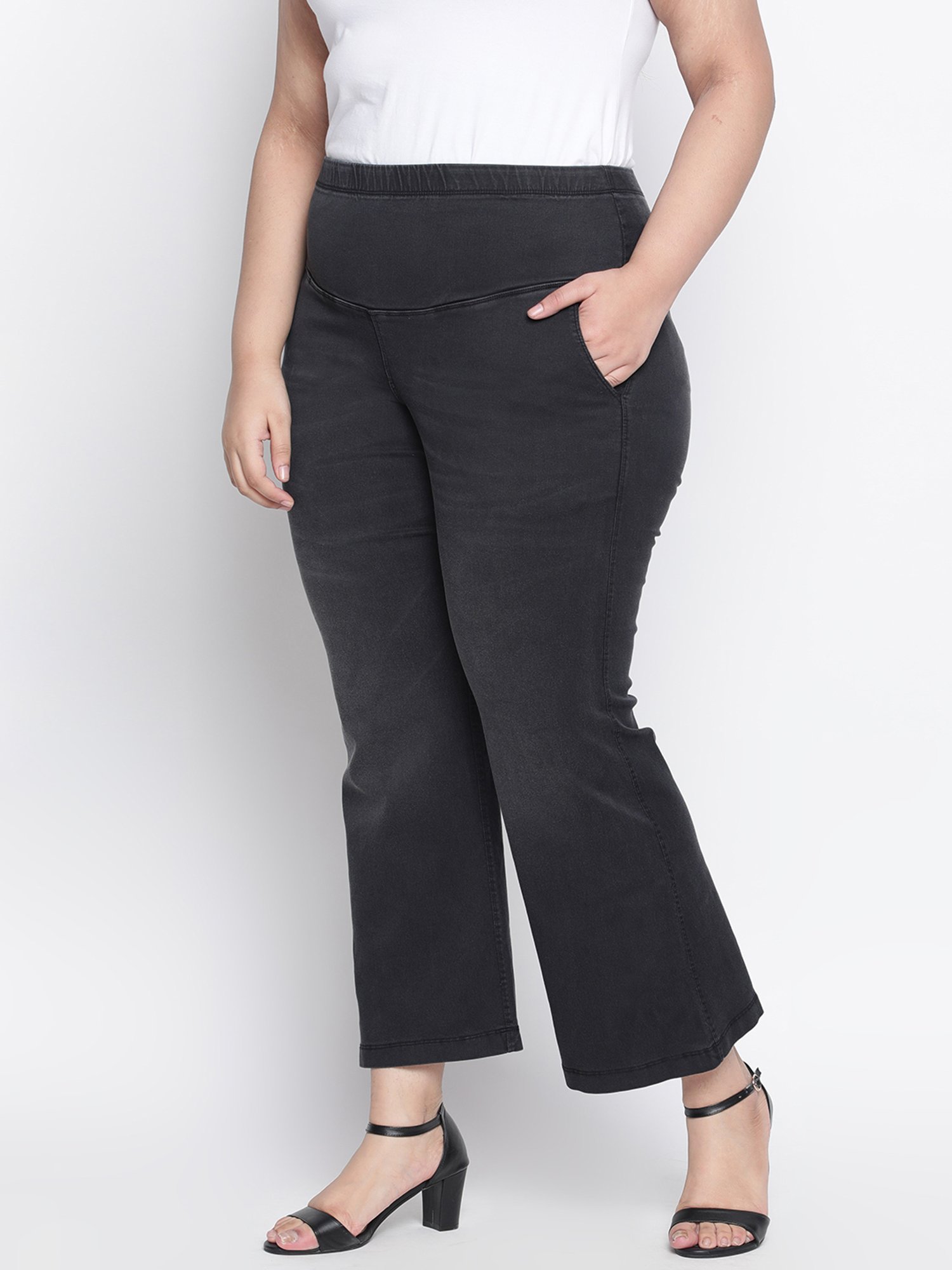 Amydus Charcoal Flared Fit High Rise Jeans