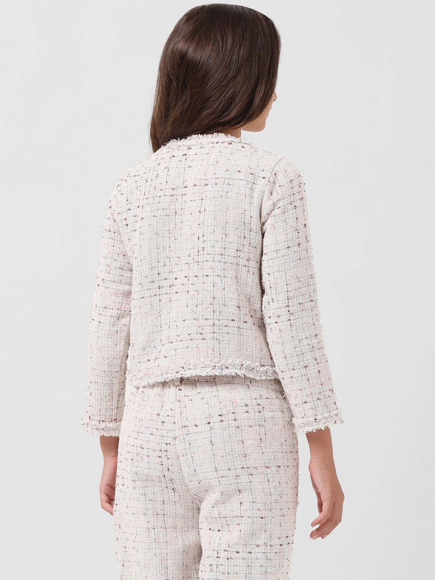 VERO MODA GIRL White Self Design Full Sleeves Shirt