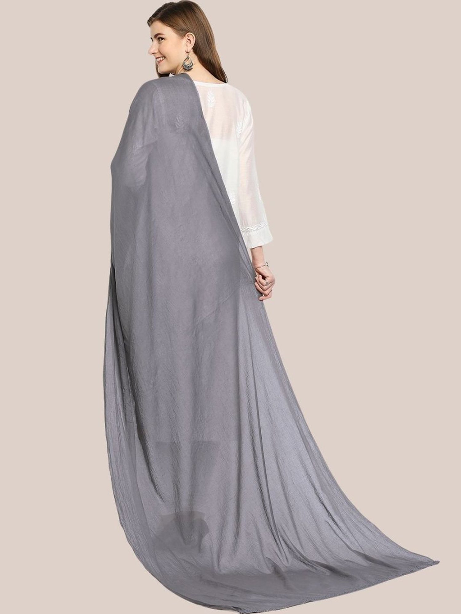 Dupatta Bazaar Steel Grey Cotton Dupatta