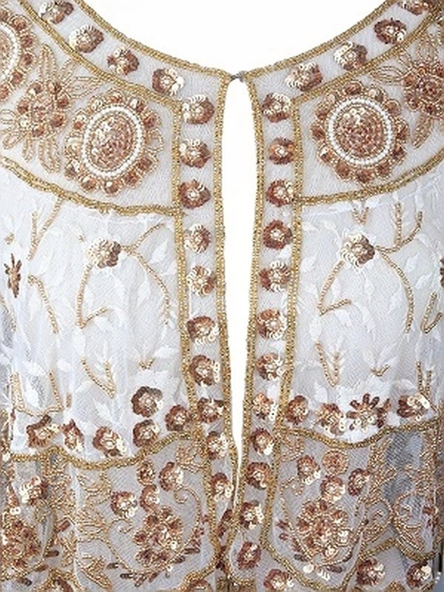 Odette White & Golden Embellished Fancy Cape