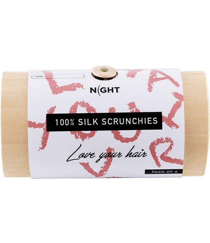 NIGHT 100% Silk Thin Scrunchies - 6 pack