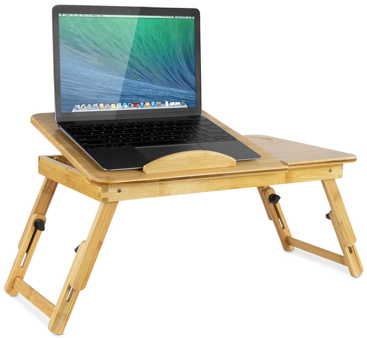 Mount-It! Bamboo Laptop Stand | 19" Max Screen Size | Height Adjustable