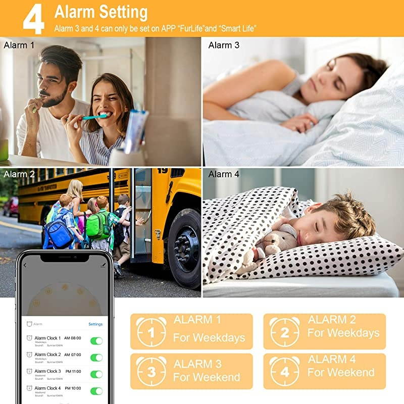 Alarm Clock Wake Up Light Smart WiFi Sunset Simulation Digital LED Clock Supports APP Control with FM Radio4 Alarms7 Alarm Sounds Snooze Function20 Brightness7 Colors Bedside Night Light