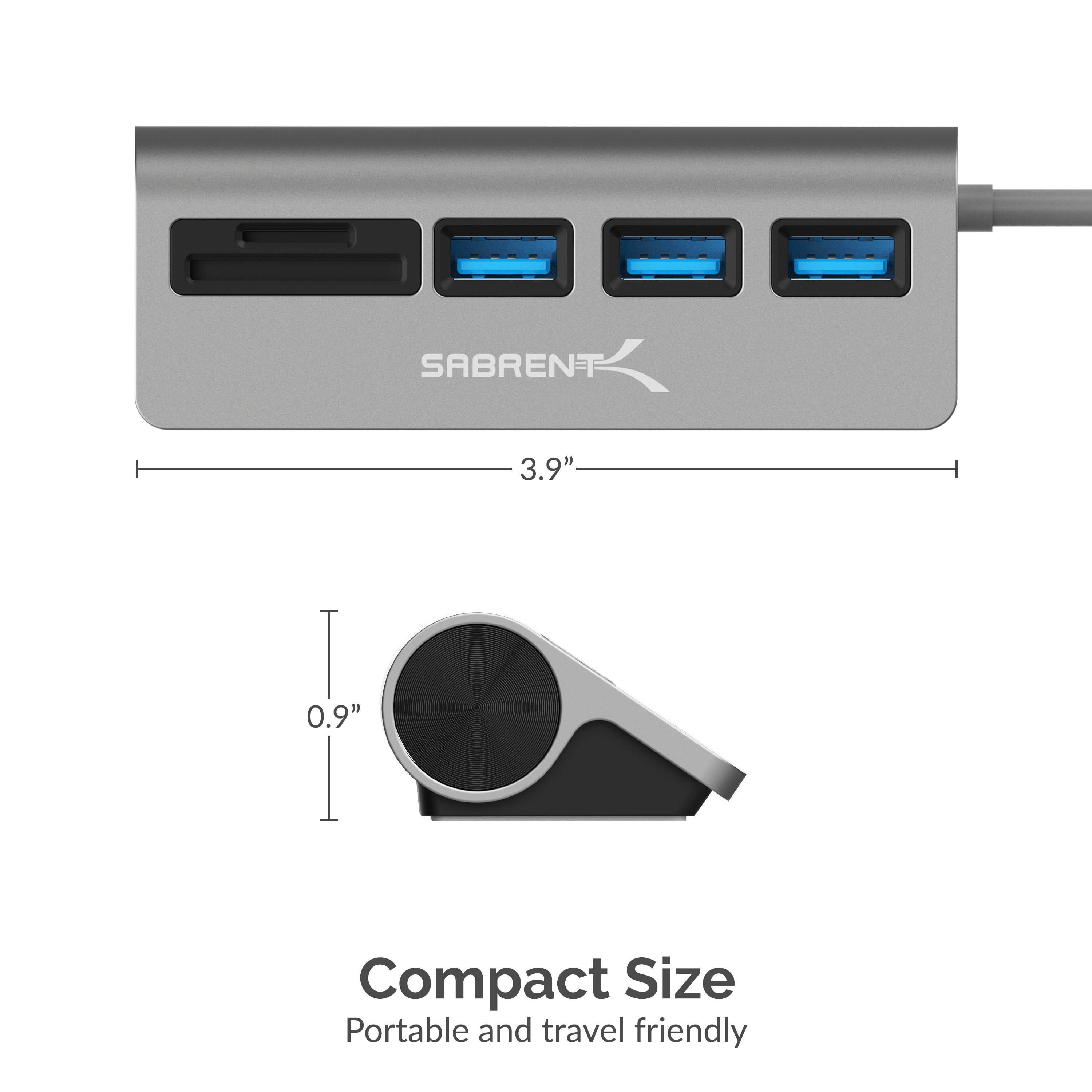 Sabrent 3 Port USB 3.0 Hub with SD/Micro SD Card Reader (HB-U3CR)