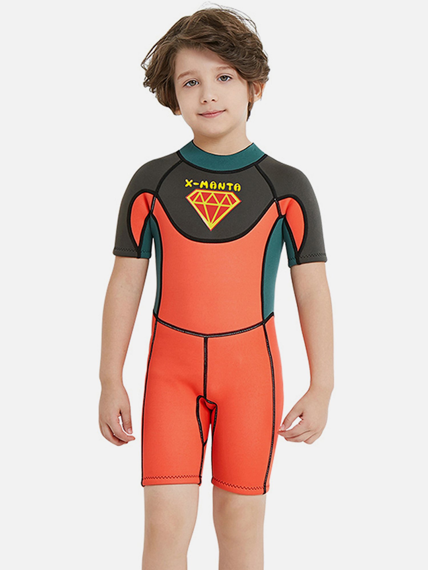 Little Surprise Box Kids Orange Printed Swimsuit with Swim Bag