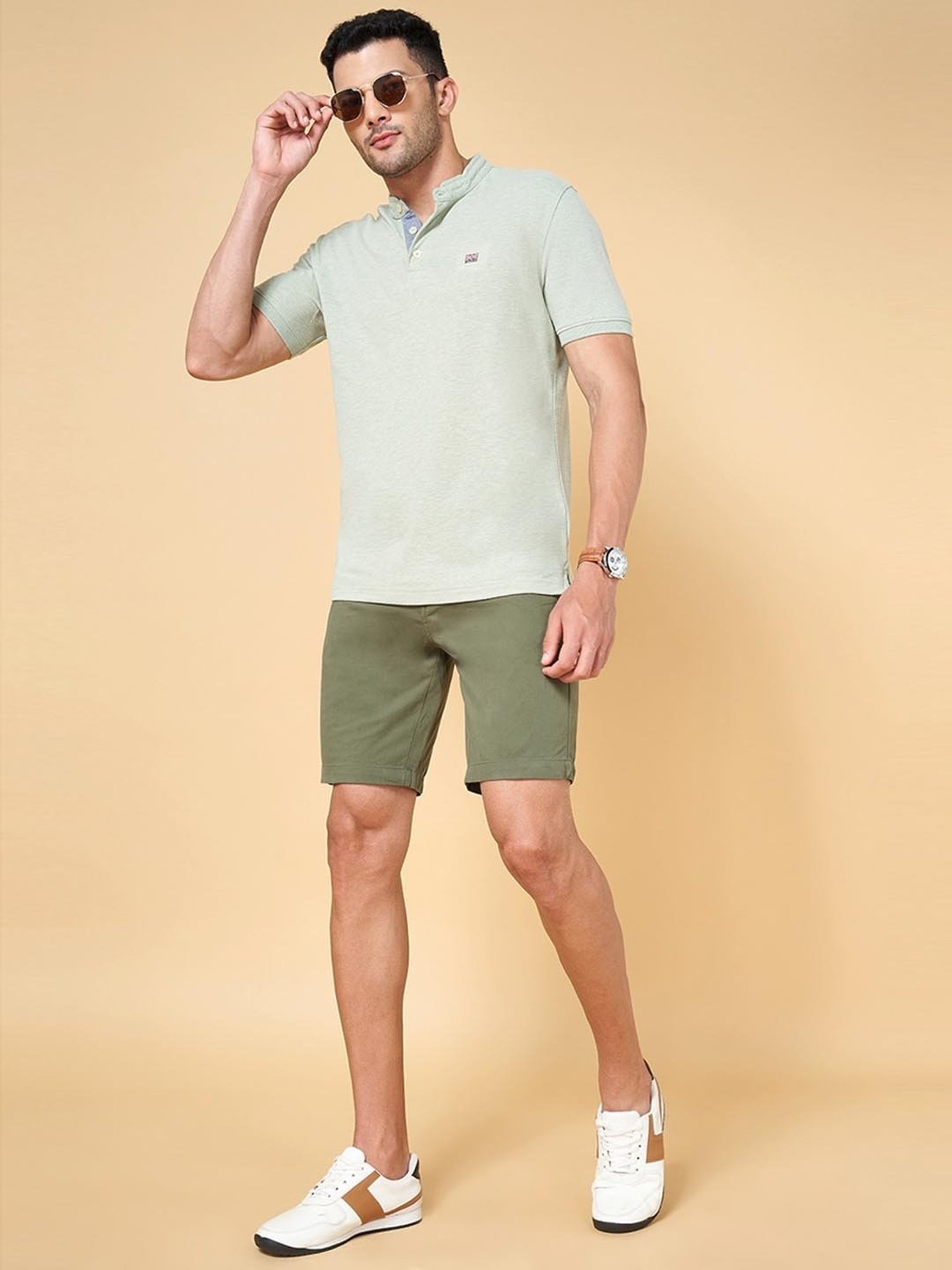 Byford by Pantaloons Olive Slim Fit Shorts