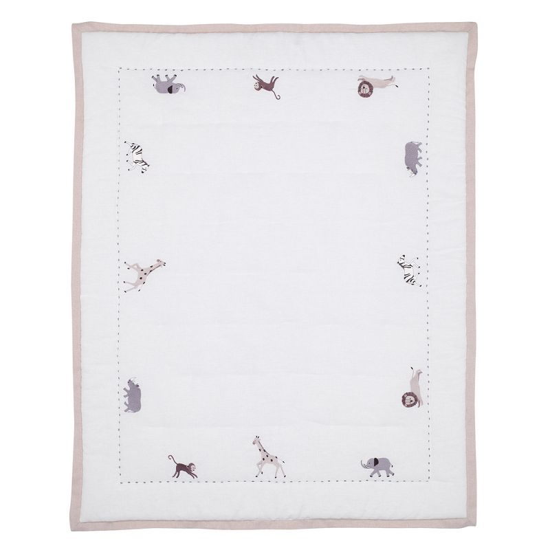 Lambs & Ivy Linen Safari 4-Piece Taupe/Gray Baby Crib Bedding Set