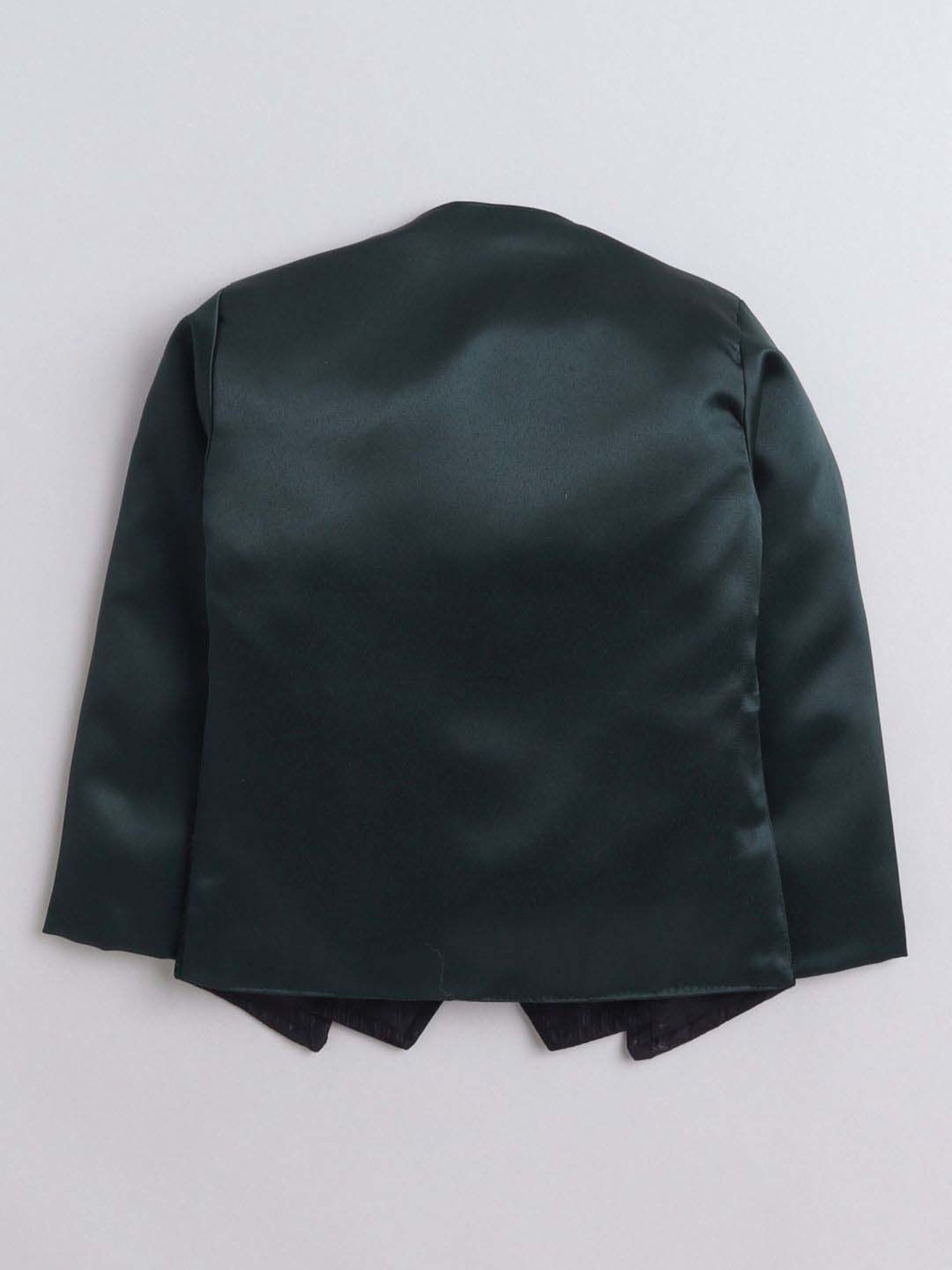 Fourfolds Boys Dark Green Solid Full Sleeves Clothing Set