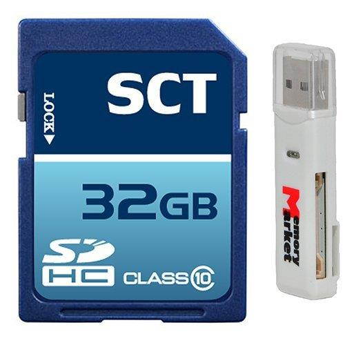 SCT 32GB SD HC Class 10 Memory Card for Canon PowerShot SX710 SX700 SX610 SX530 SX520 SX400 SX60 HS D30 ELPH 170 165 160 IS IXUS EOS M3 7D 1200D Mark II with MemoryMarket SD Memory Card Reader